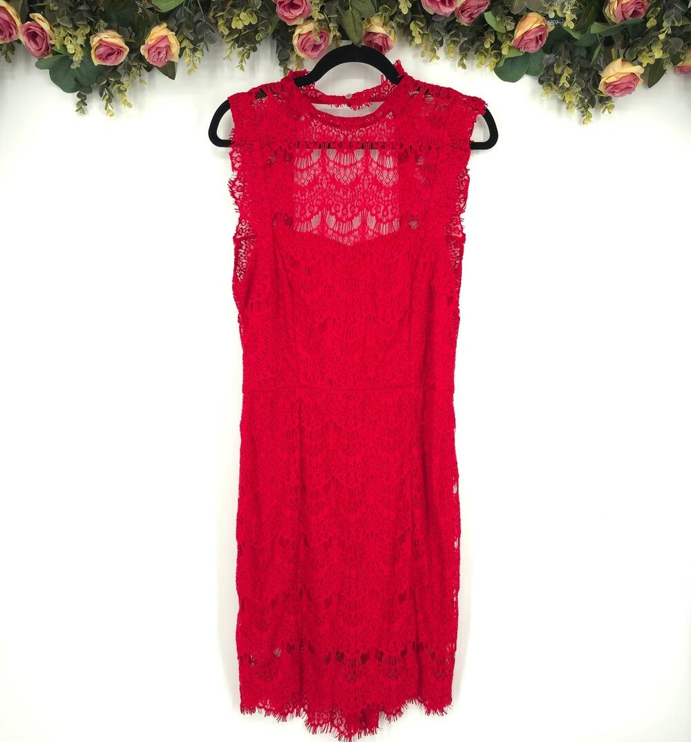Free People Daydream Red Lace Dress Size Large NWT